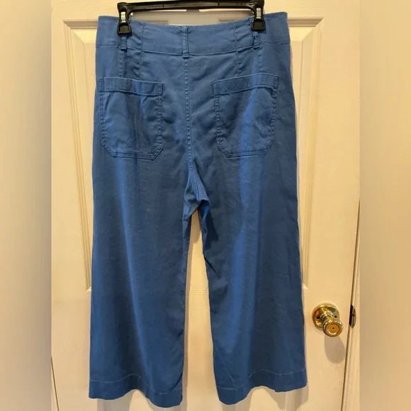 Anthropologie Maeve Blue Sea The Colette Crop Wide Leg Pant High Rise WMSZ 31 P - Picture 6 of 15
